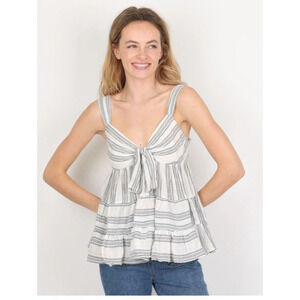 Rebecca Taylor La Vie Taylor Tank Top Tunic Tie Front Ruffle Romantic Babydoll S